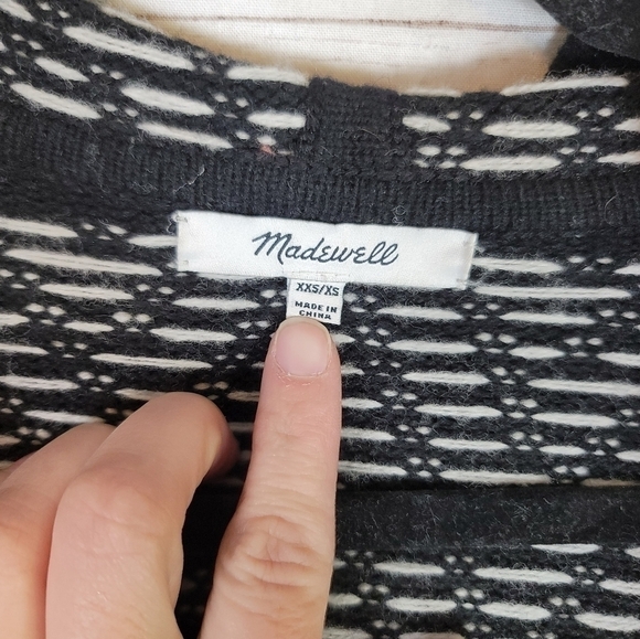 MADEWELL Hooded Herringbone Cardigan Sweater in Black, sz XS - Picture 6 of 16